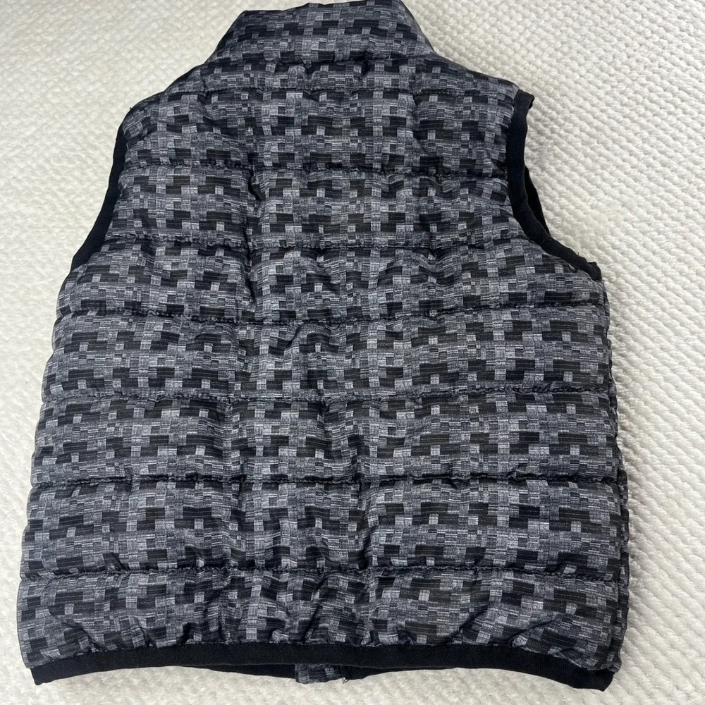 Kids Timberland Puffer Vest 12M Black Gray Geometric Zip Up‎ Padded Outerwear